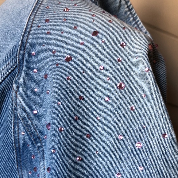 Custom Bedazzled Oversized Jean Jacket Size XS - Picture 15 of 17